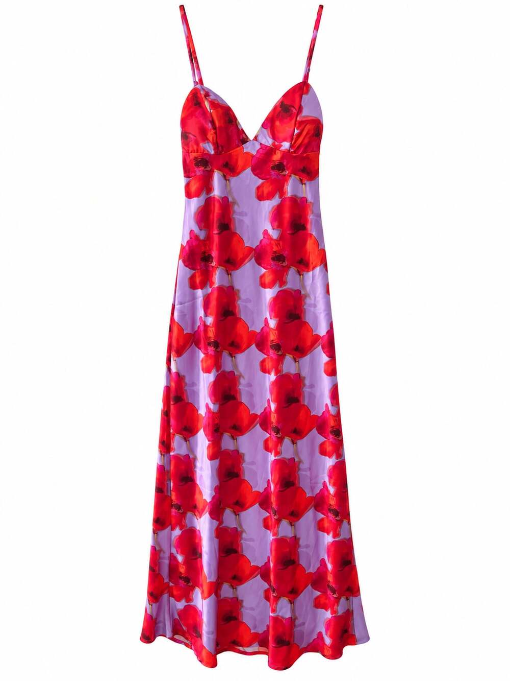 Sincerely Jules Maxi Dress Size S Floral Purple Red Satin